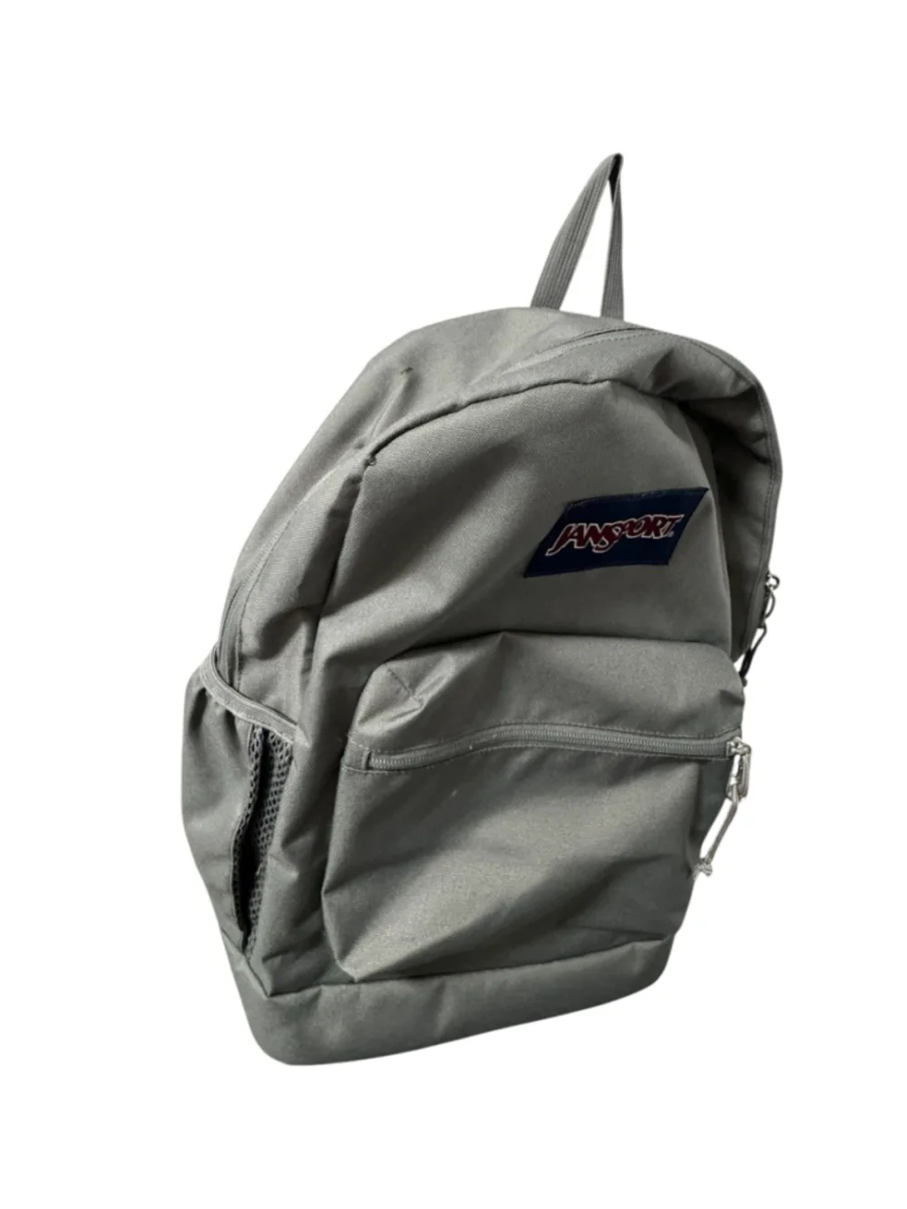 Jansport Grey Backpack with side pocket grey, top zip and front pocket. Light